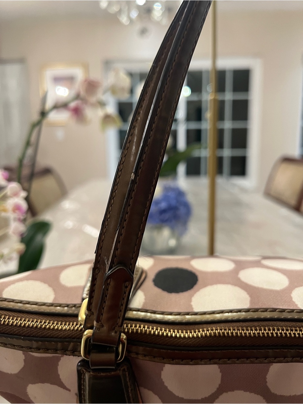 Coach Poppy Dot Print Tote Bag Style 25124 | Red Satin Lining | Shoulder Bag - Picture 15 of 16